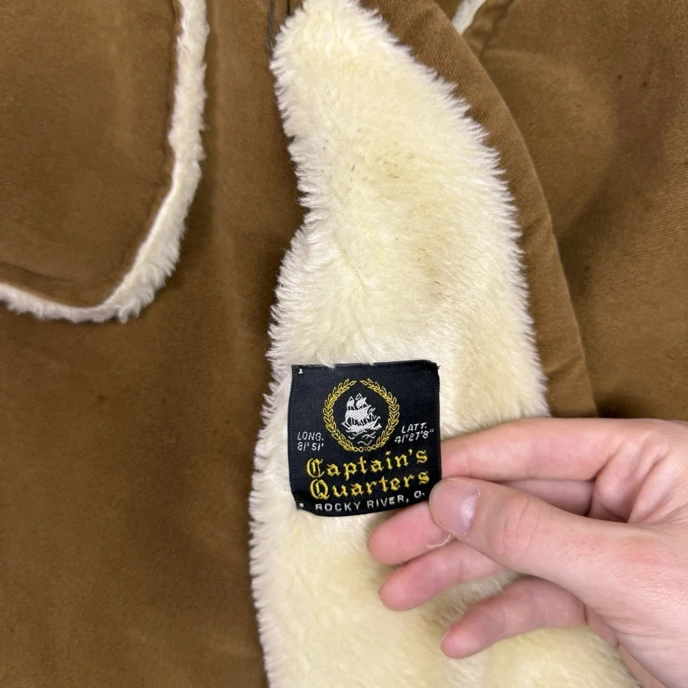 Vintage 60s Zero King Sherpa Lined Corduroy Car Coat Mens 40 Brown Made in USA - Picture 4 of 11